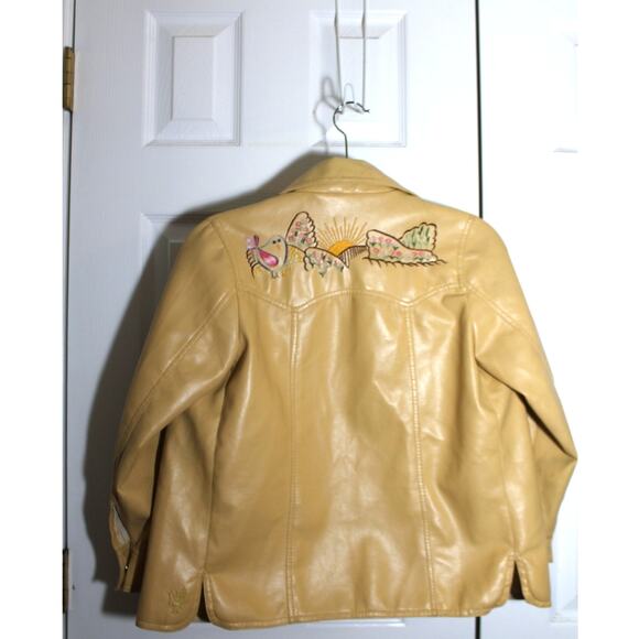 Vintage 1960's Lil' Birds of Calif Embroidered Faux Leather Jacket sz 12 VTG - Picture 2 of 9